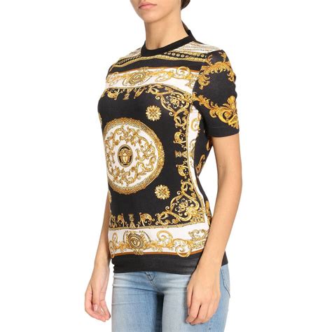 versace women coral red orange t shirt|Versace Clothing for Women .